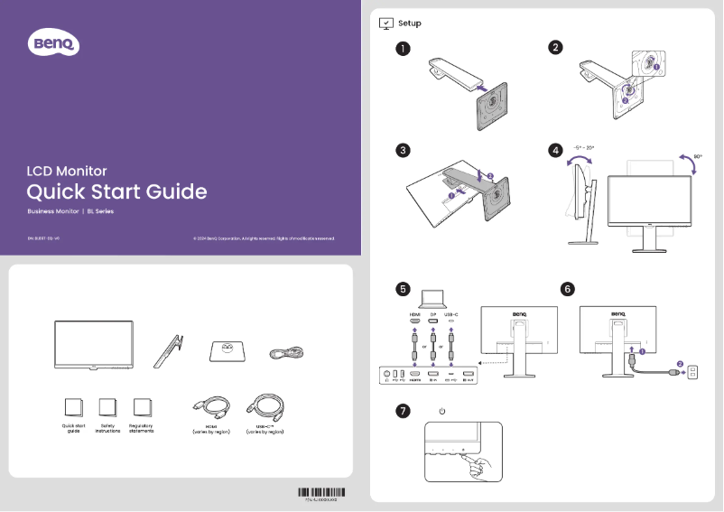 Page n°1 - Guide de démarrage rapide BenQ BL2486TC