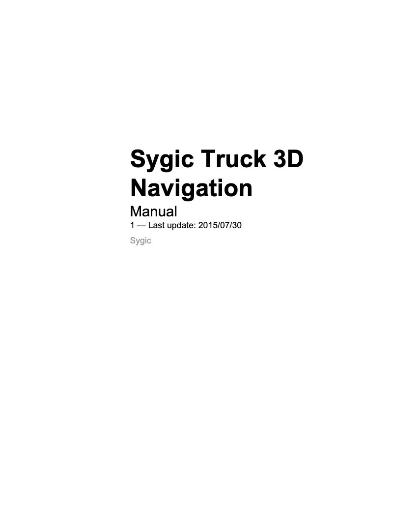 Page n°1 - Manuel utilisateur Sygic Truck 3D