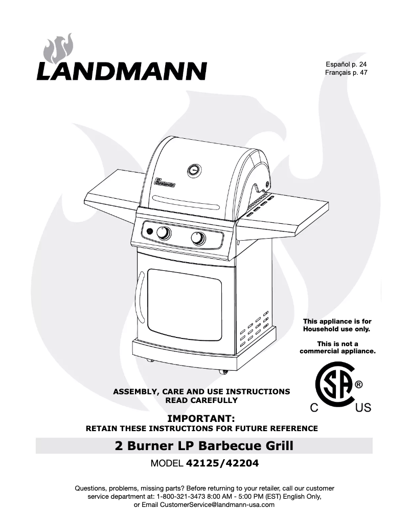 Page n°1 - Manuel utilisateur Landmann Falcon 42204