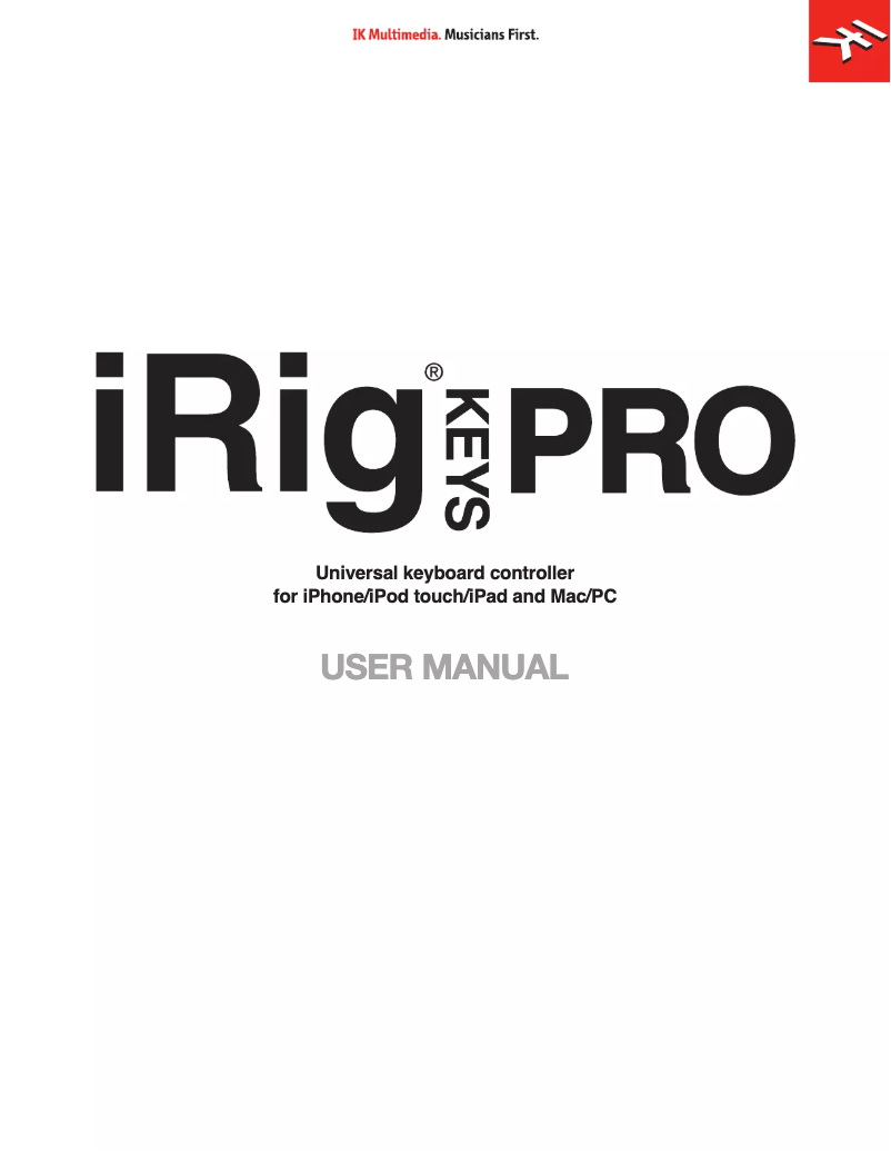 Image de la première page du manuel de l'appareil iRig Keys Pro