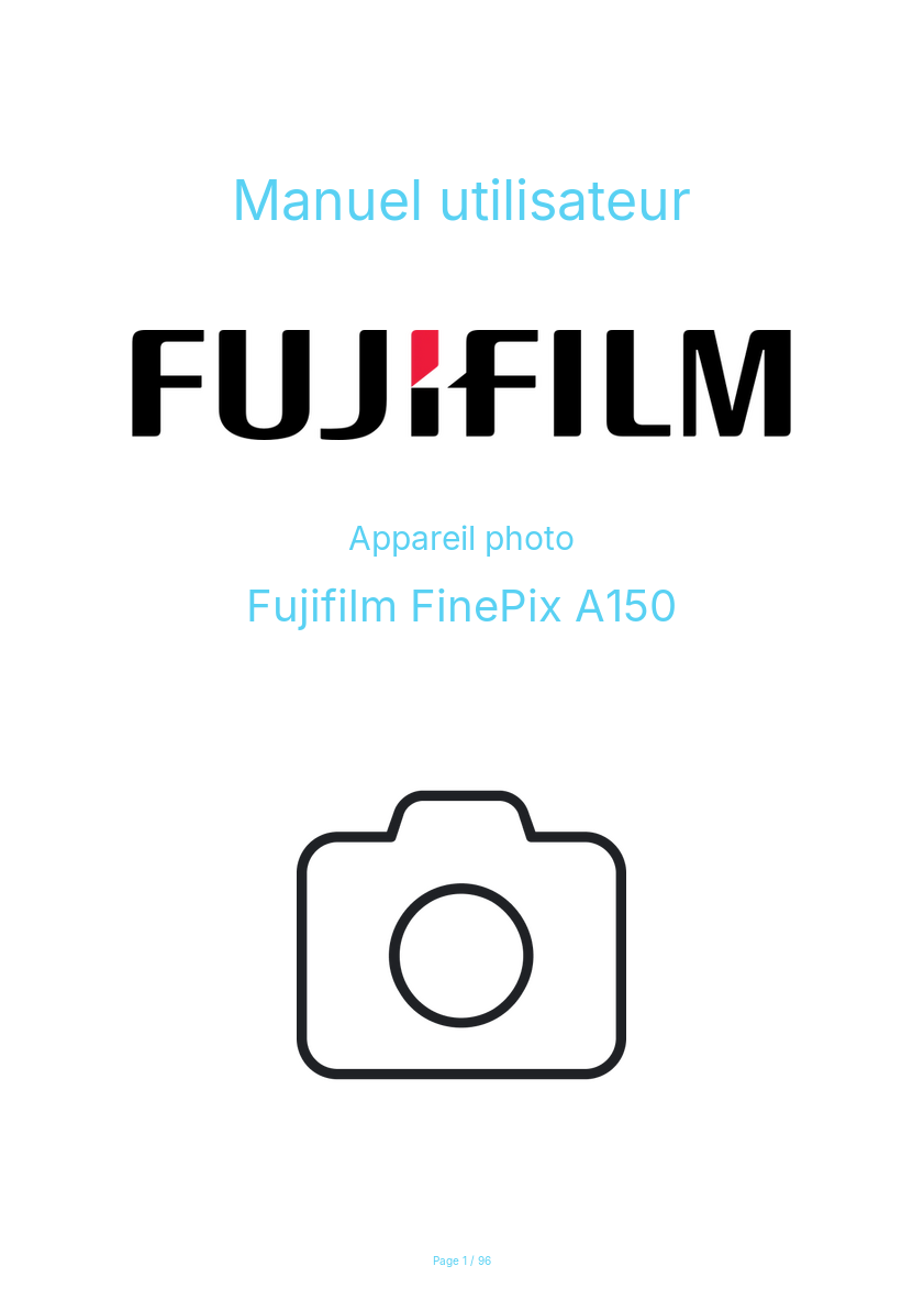 Image de la première page du manuel de l'appareil FinePix A150