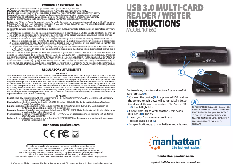 Page 1 of the manual User Manual IC Intracom 101660