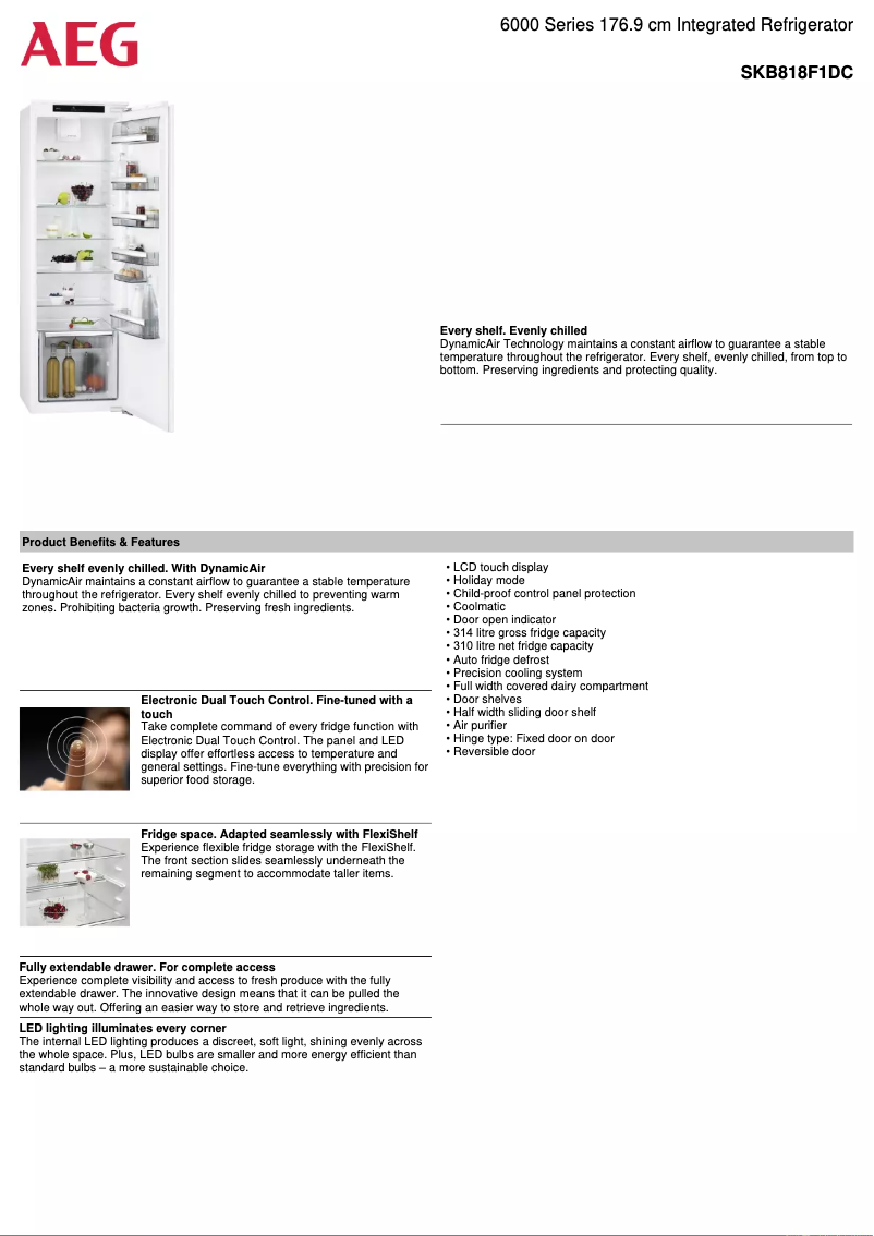 Page 1 de la notice Fiche technique AEG SKB818F1DC