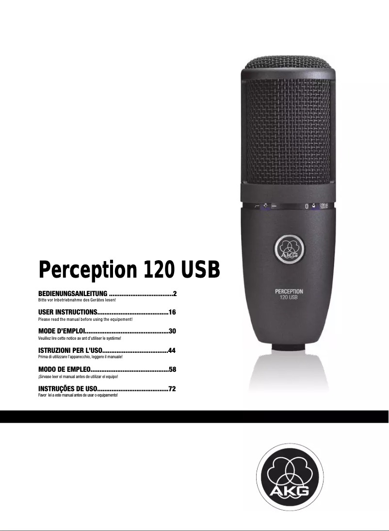 Page 1 de la notice Manuel utilisateur AKG Perception 120 USB