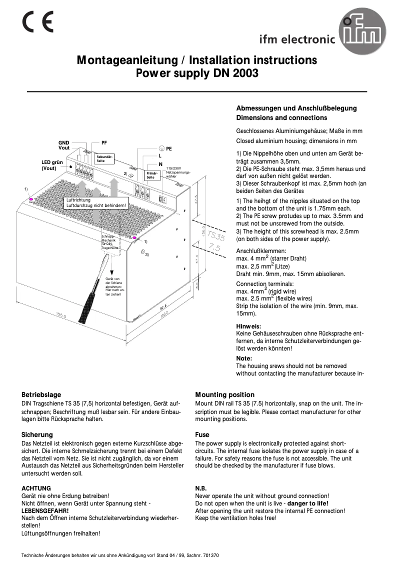 Image de la première page du manuel de l'appareil DN2003