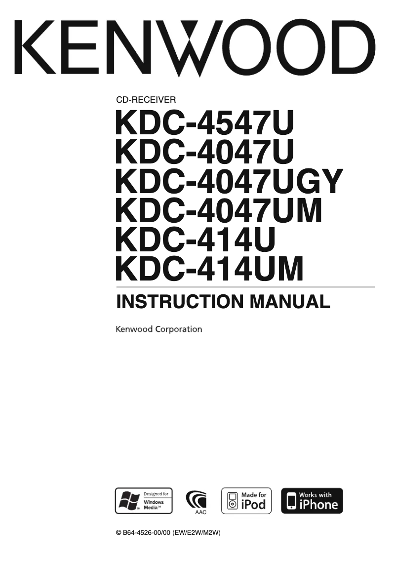 Page 1 de la notice Manuel utilisateur Kenwood KDC-W4047U