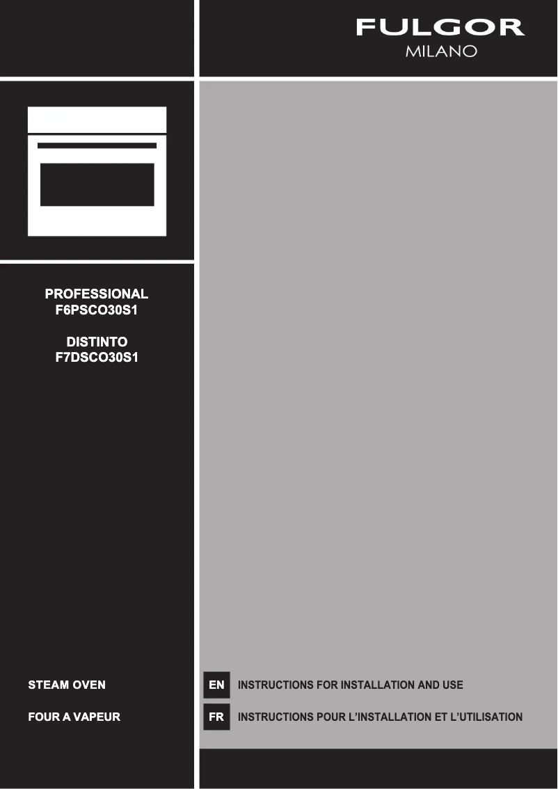 Page n°1 - Manuel utilisateur Fulgor Milano F6PSCO30S1