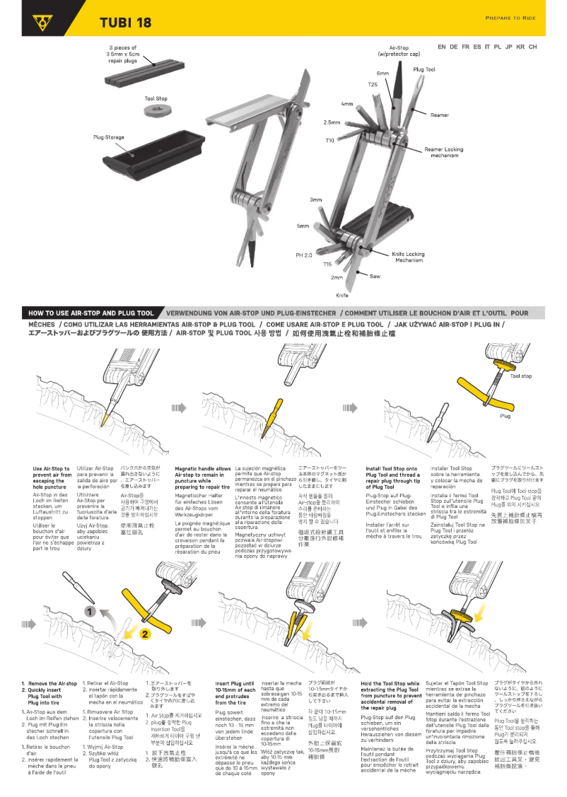 Page 1 de la notice Manuel utilisateur Topeak Tubi 18