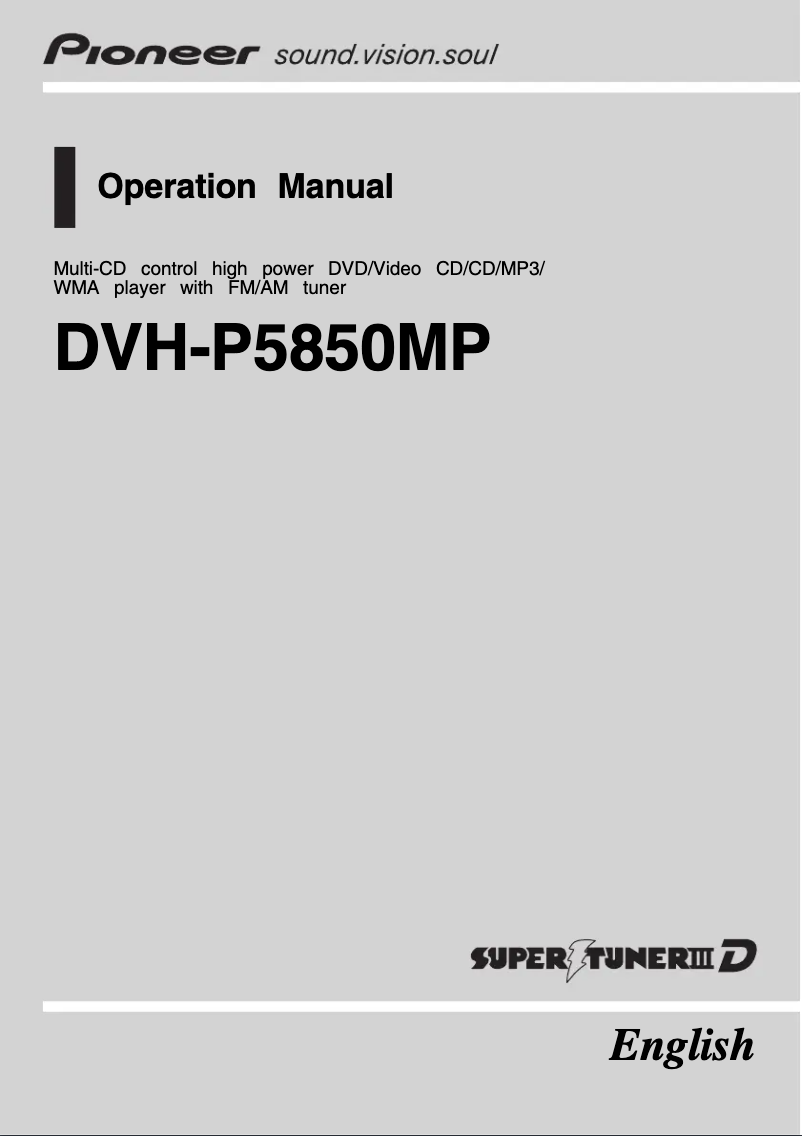 Page n°1 - Manuel utilisateur Pioneer DVH-P5850MP