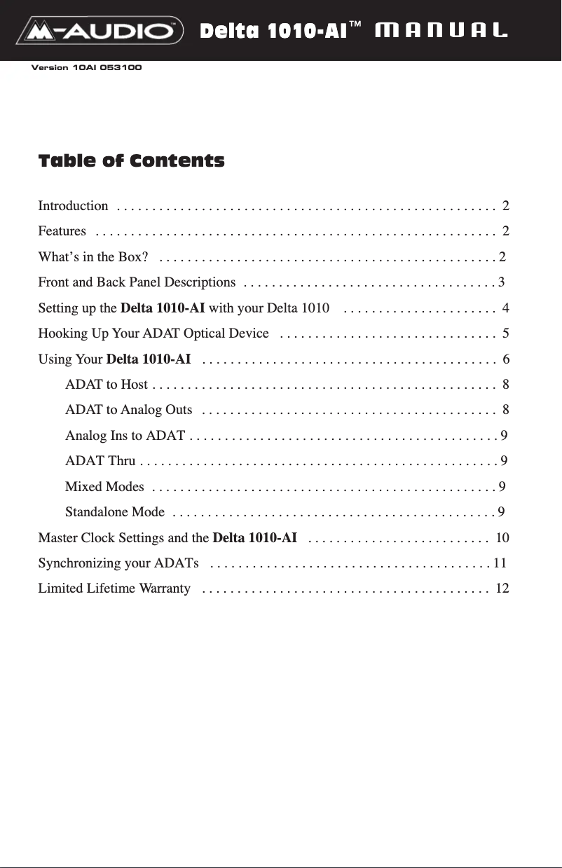 Image de la première page du manuel de l'appareil Delta 1010AI