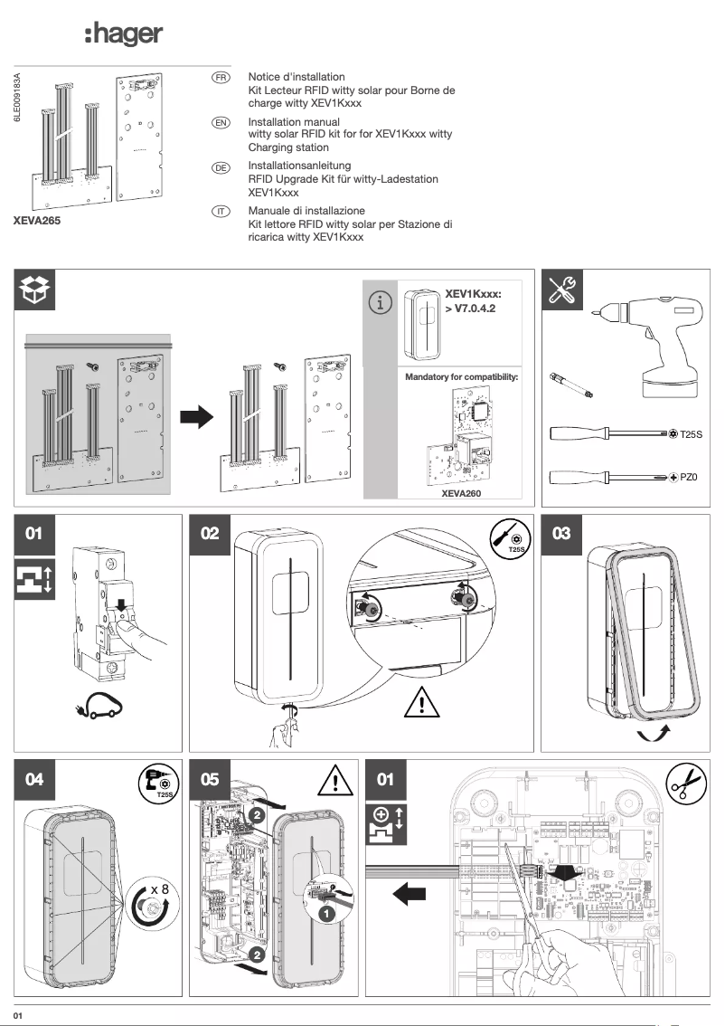 Page 1 de la notice Instructions / montage Hager XEVA265