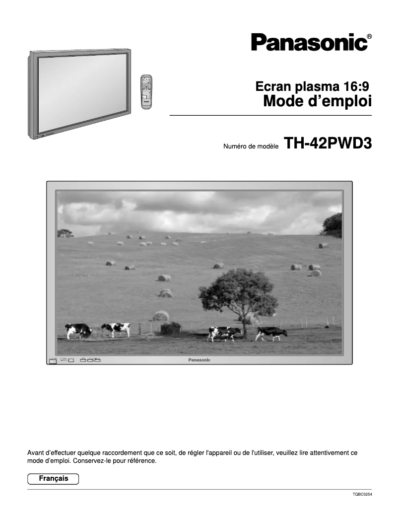 Imagen de la primera página del manual del dispositivo TH-42PWD3U