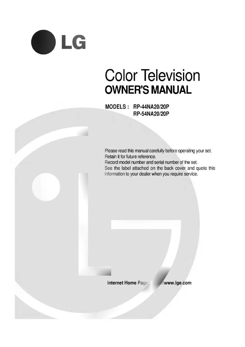 Image de la première page du manuel de l'appareil RP-44NA20