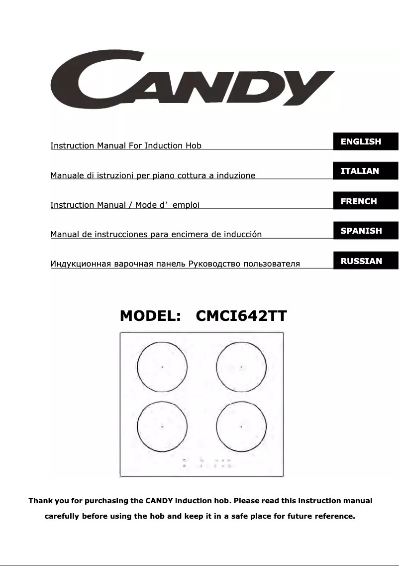 Page 1 de la notice Manuel utilisateur Candy CMCI642TT