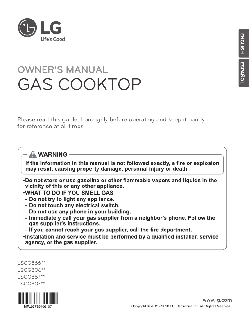 Page 1 de la notice Manuel utilisateur LG LSCG367BD