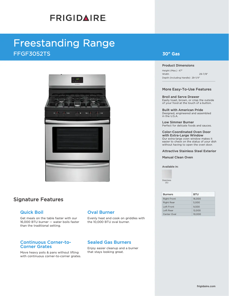 Image de la première page du manuel de l'appareil FFGF3052TS