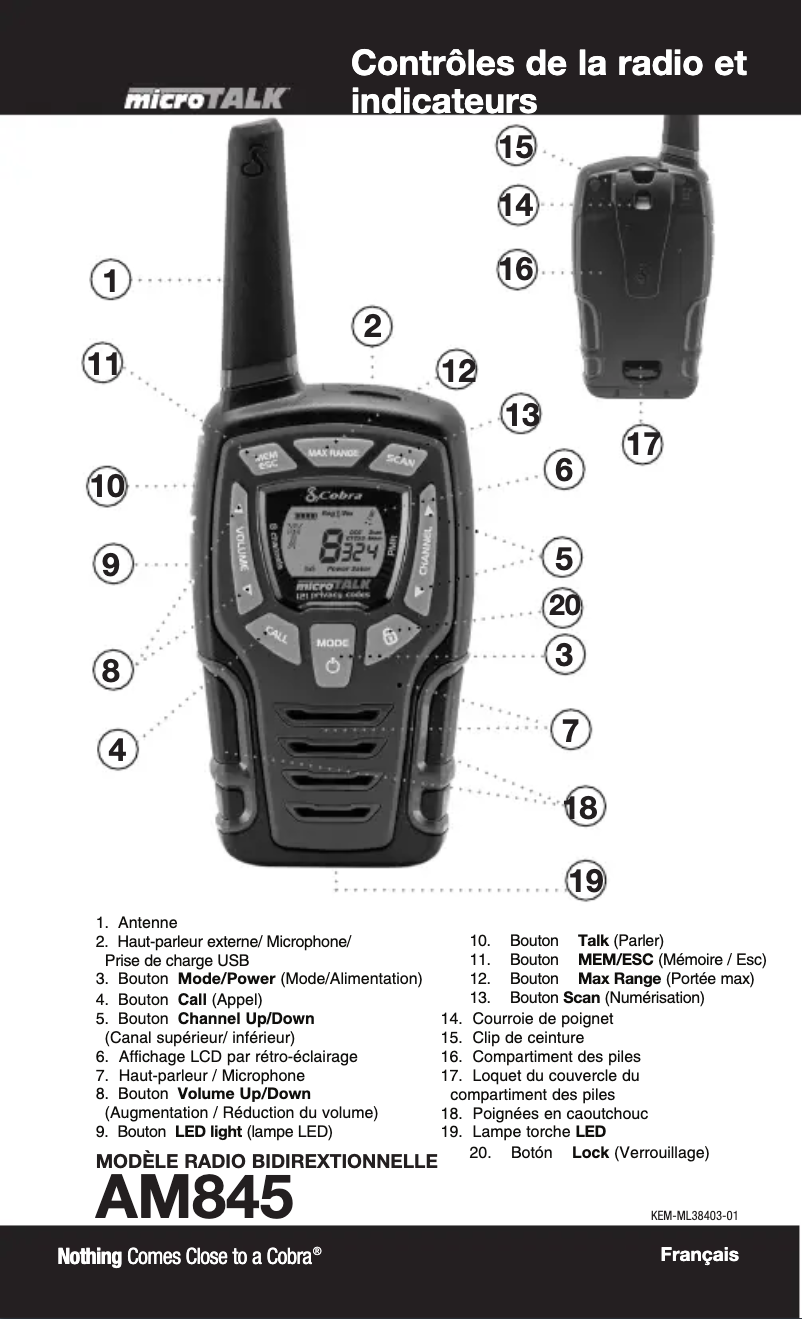 Página 1 del manual Manual de usuario Cobra AM845