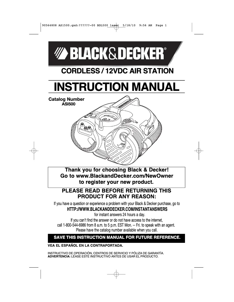 Page 1 de la notice Manuel utilisateur Black & Decker ASI400B