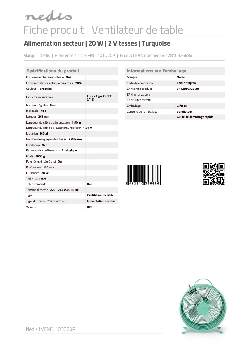 Image de la première page du manuel de l'appareil FNCL10TQ20P