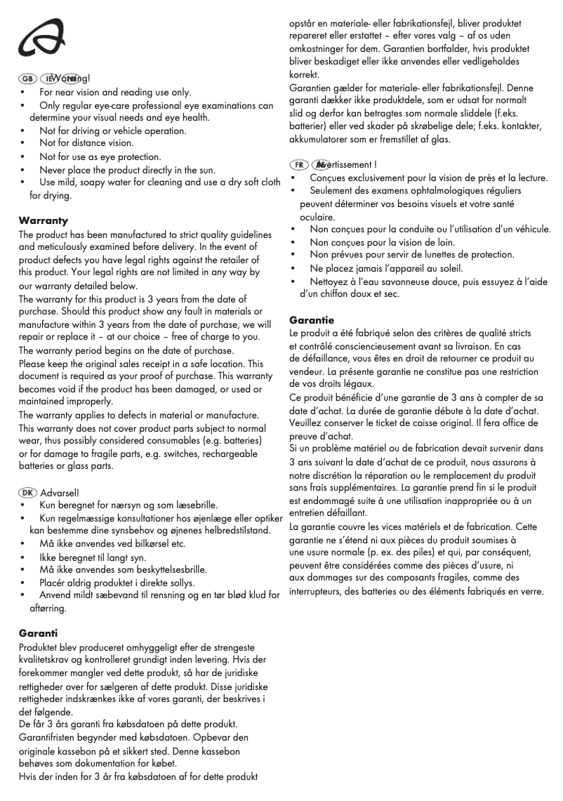Página 1 del manual Manual de usuario Auriol IAN 282620