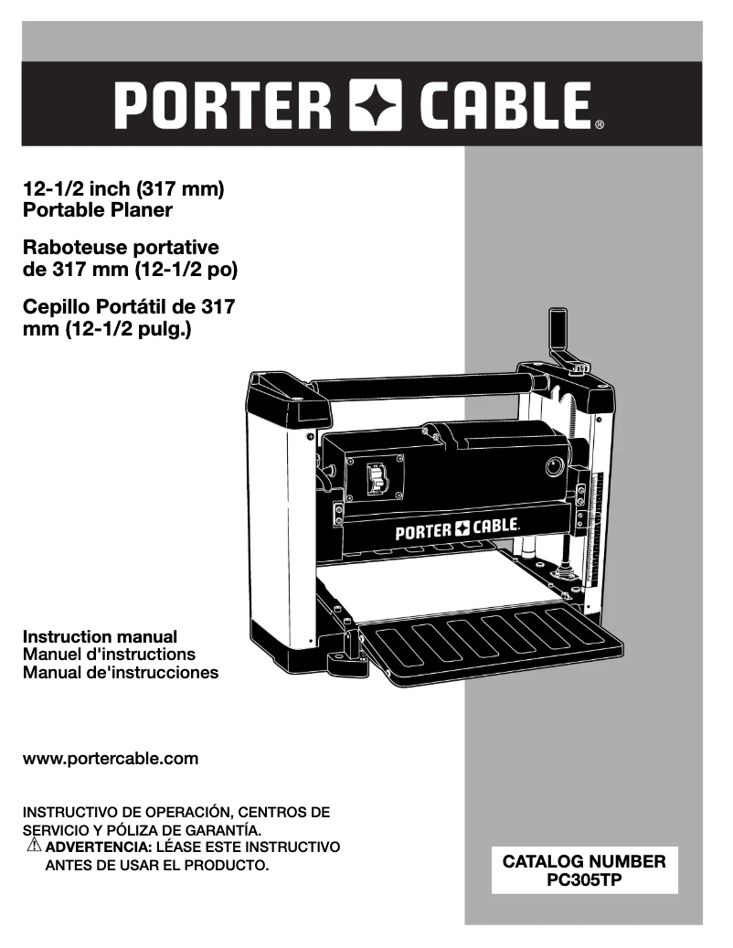 Page n°1 - Manuel utilisateur Porter-Cable PC305TP