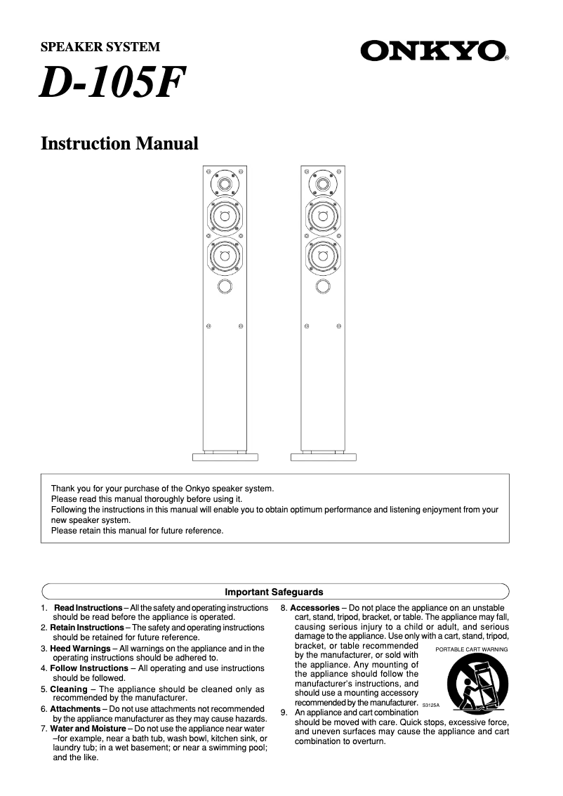 Page n°1 - Manuel utilisateur Onkyo D-105F