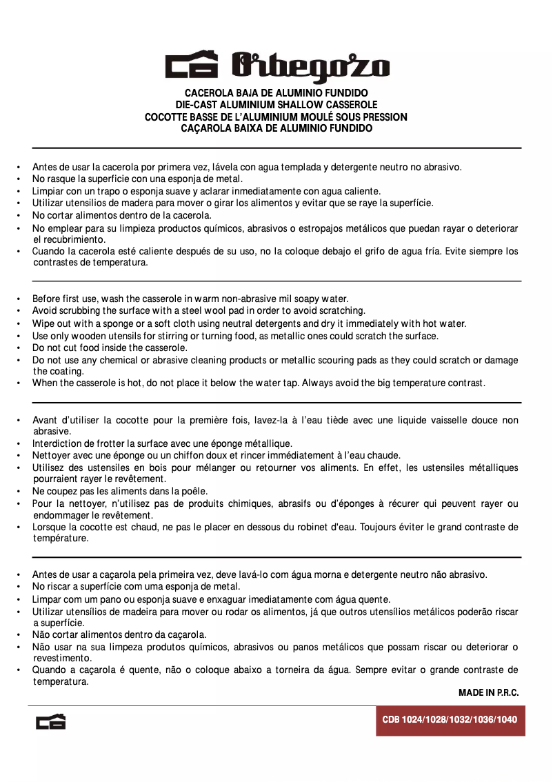 Image de la première page du manuel de l'appareil CDB 1040