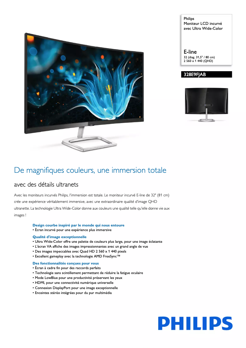 Página 1 del manual Ficha técnica Philips 328E9FJAB