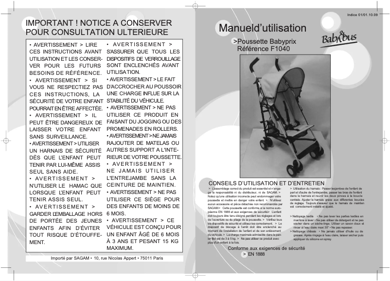 Image de la première page du manuel de l'appareil Babyprix