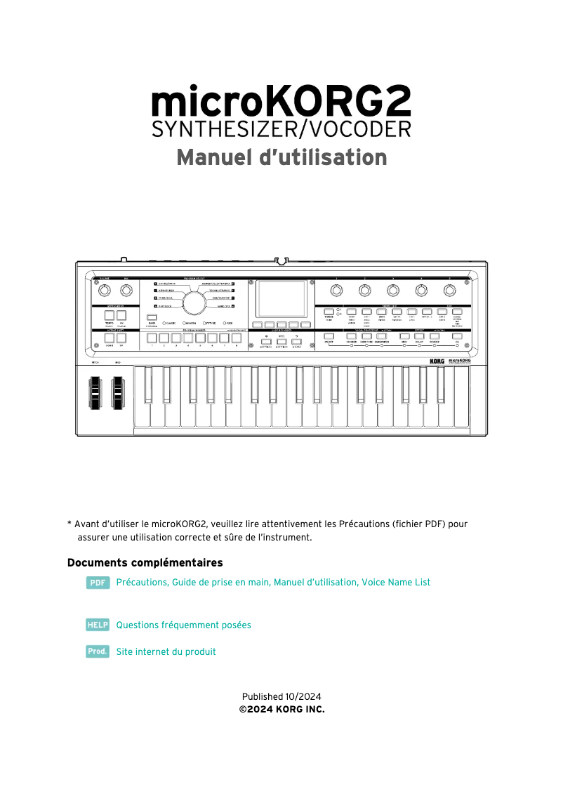 Page n°1 - Manuel utilisateur Korg microKORG2
