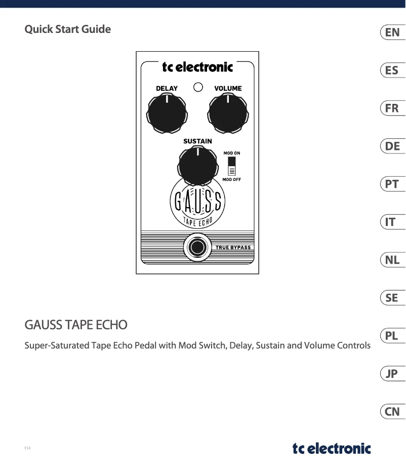 Image de la première page du manuel de l'appareil Gauss Tape Echo