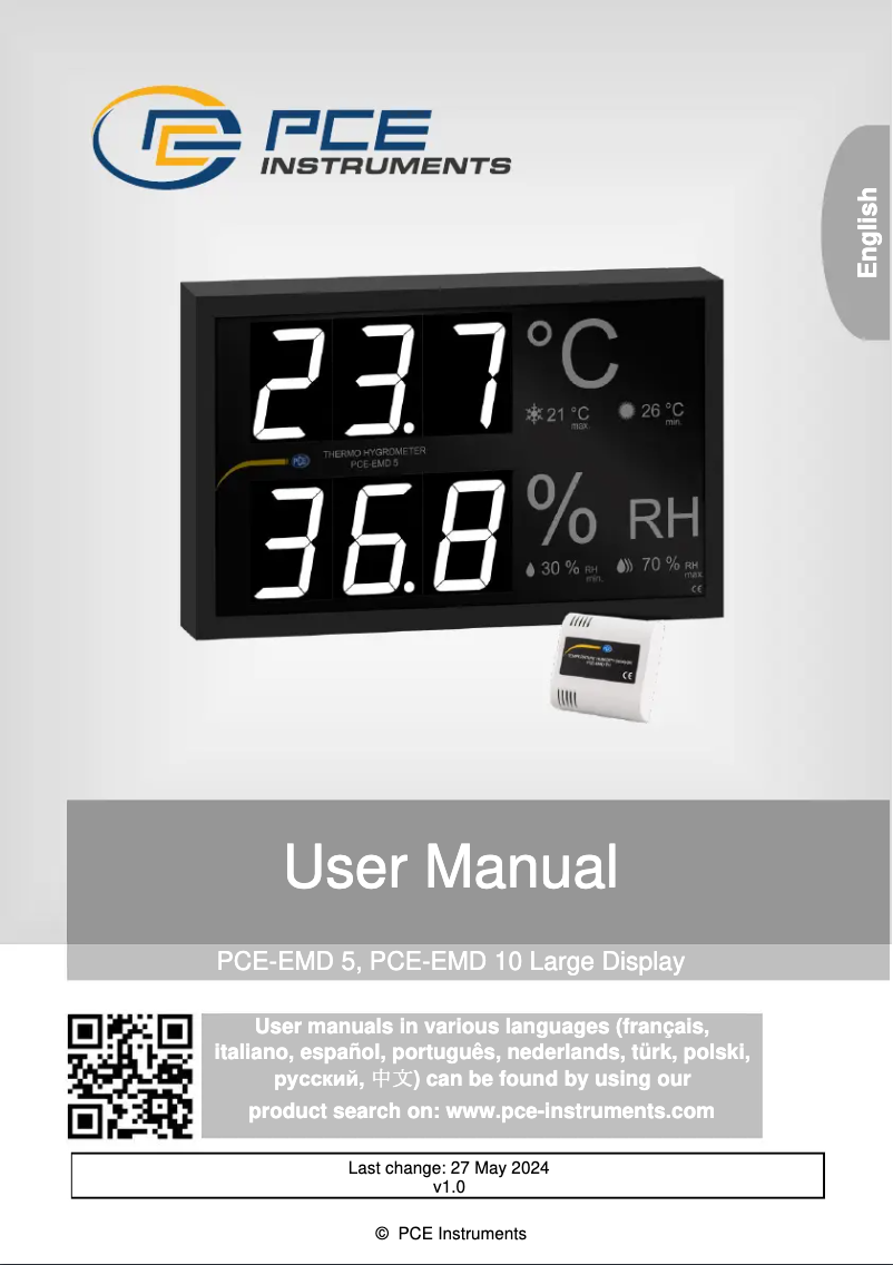 Page n°1 - Manuel utilisateur PCE Instruments PCE-EMD 10