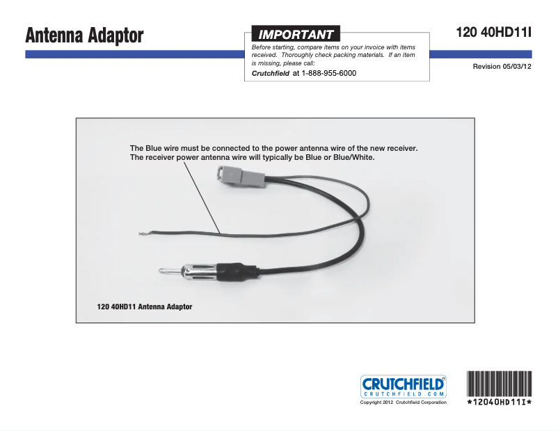 Page n°1 - Manuel utilisateur Metra 40-HD11