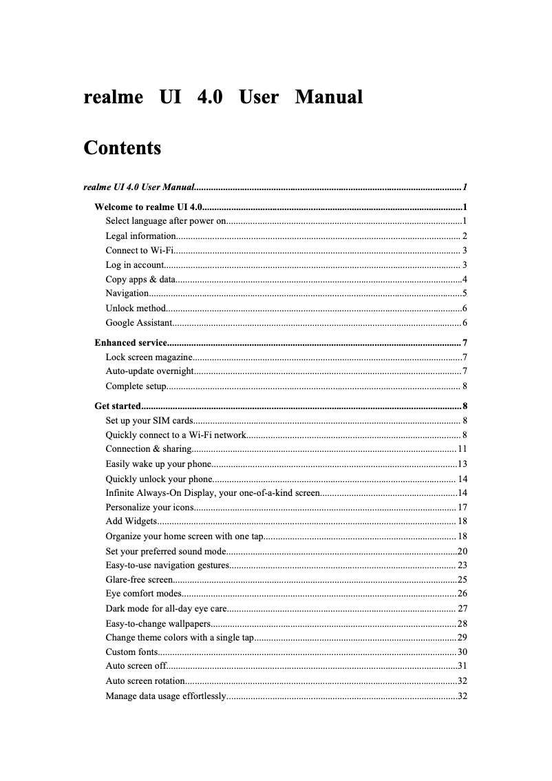 Page 1 de la notice Manuel utilisateur Realme Narzo 60x