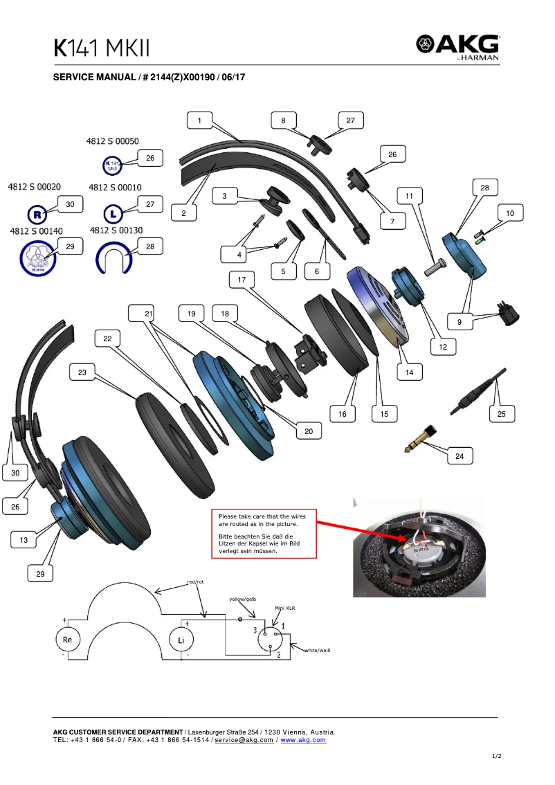 Page n°1 - Manuel utilisateur AKG K141 MKII