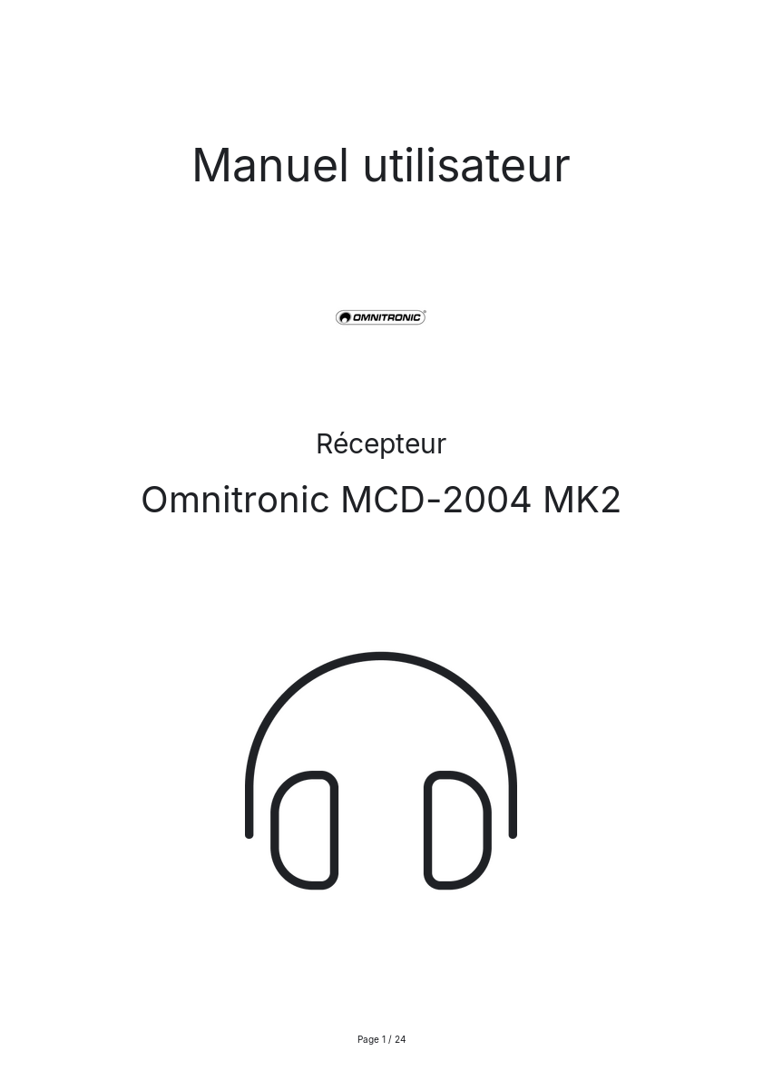 Page n°1 - Manuel utilisateur Omnitronic MCD-2004 MK2