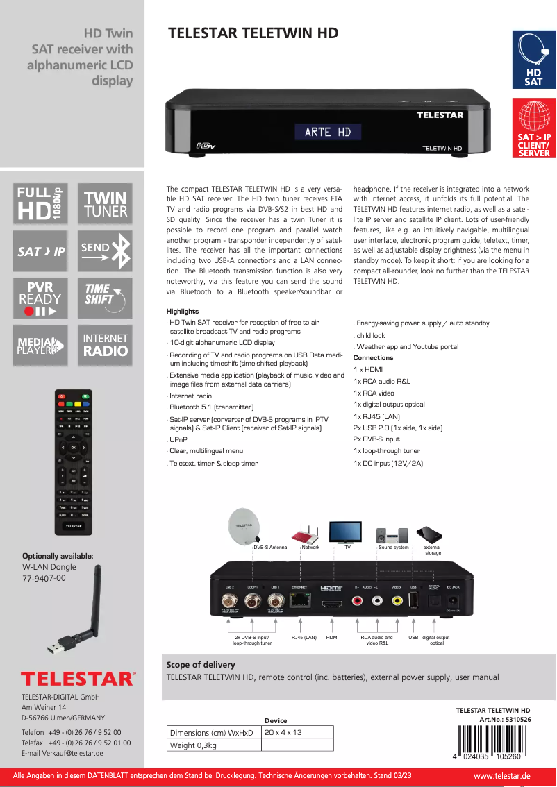 Image de la première page du manuel de l'appareil TELETWIN HD
