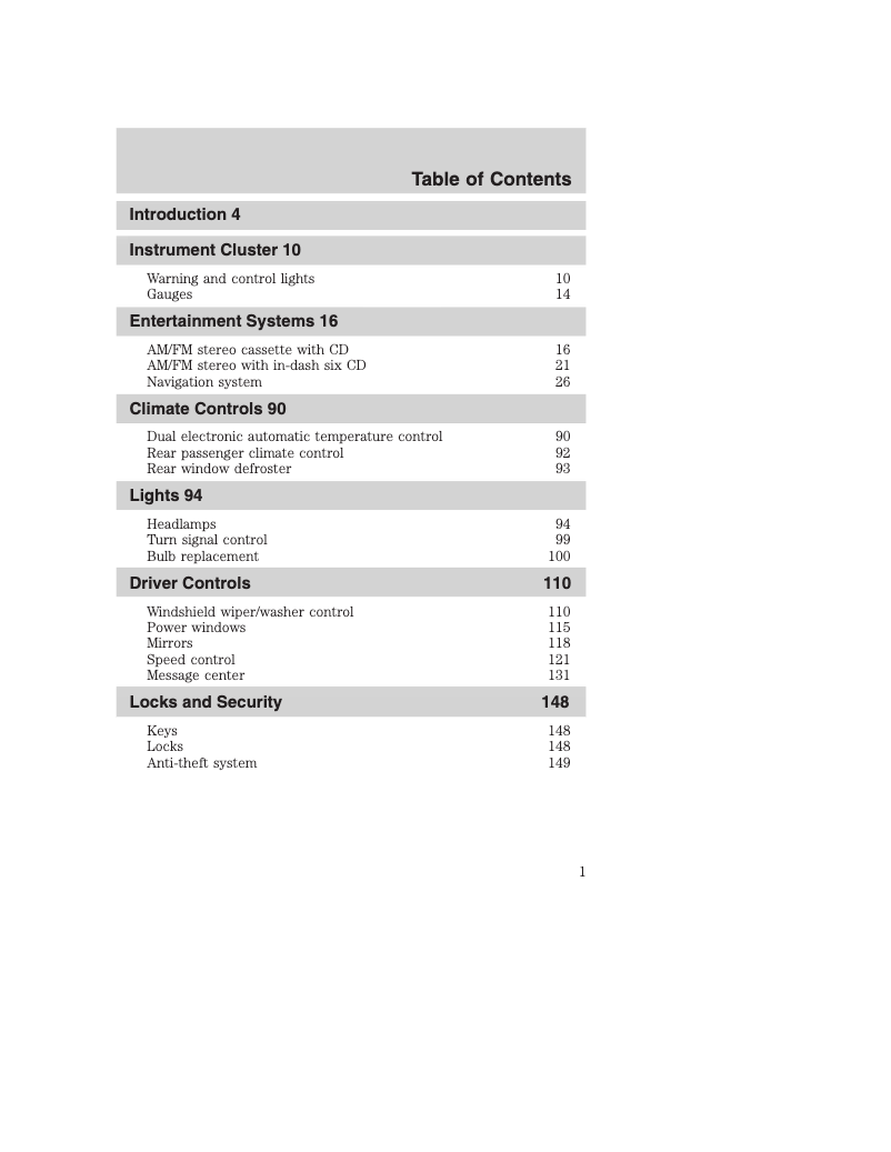 Page n°1 - Manuel utilisateur Lincoln Aviator (2004)