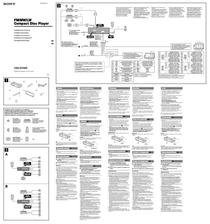 Page n°1 - Guide d'installation Sony CDX-GT55IP