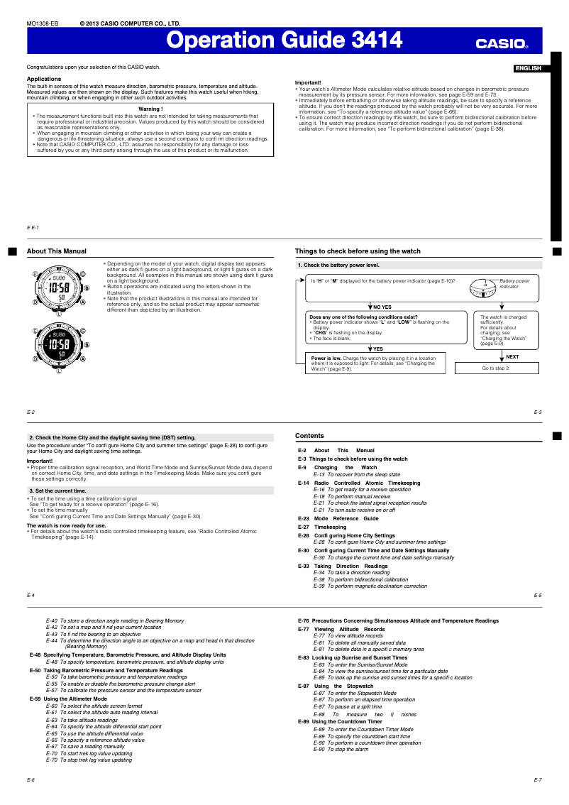 Página 1 del manual Manual de usuario Casio Pro Trek PRW-3000-1ER