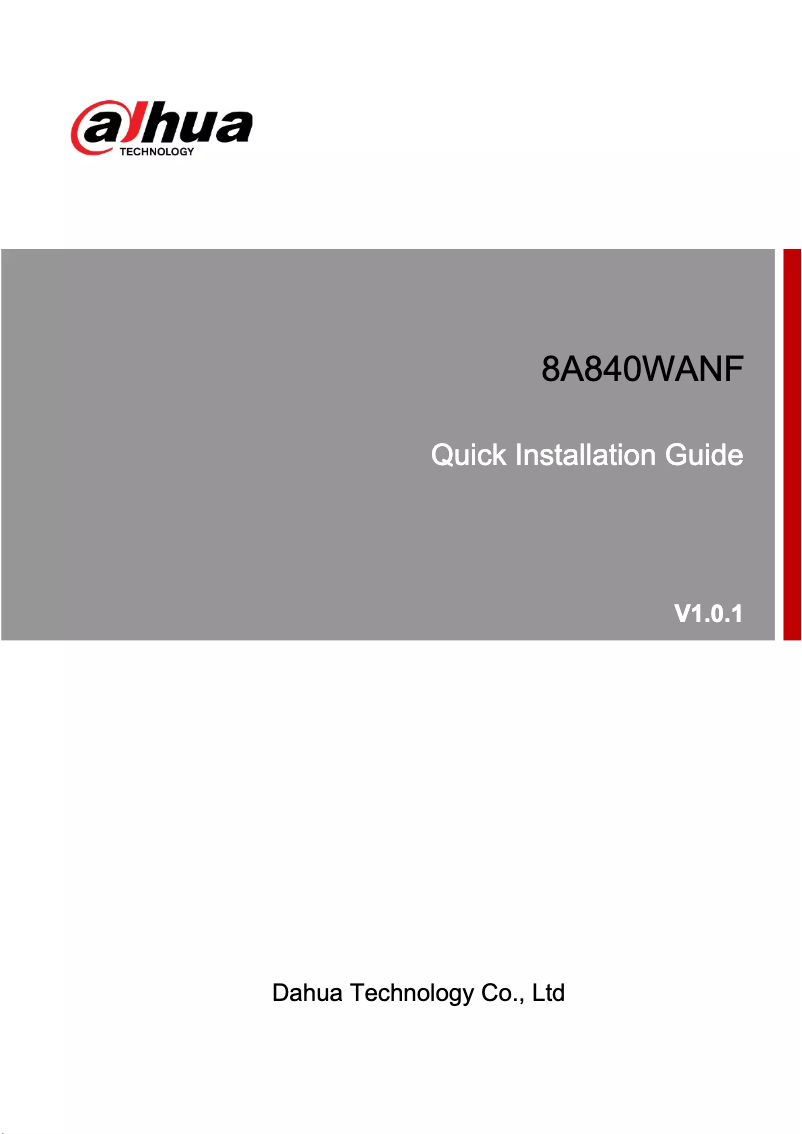 Page n°1 - Manuel utilisateur Dahua Technology 8A840WANF