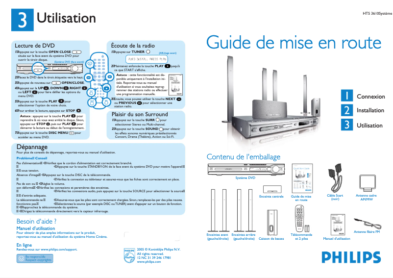 Imagen de la primera página del manual del dispositivo HTS3610