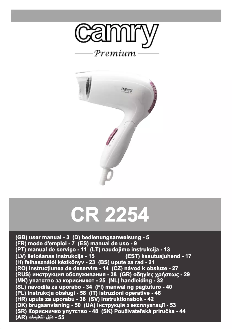 Page n°1 - Manuel utilisateur Adler CR 2254