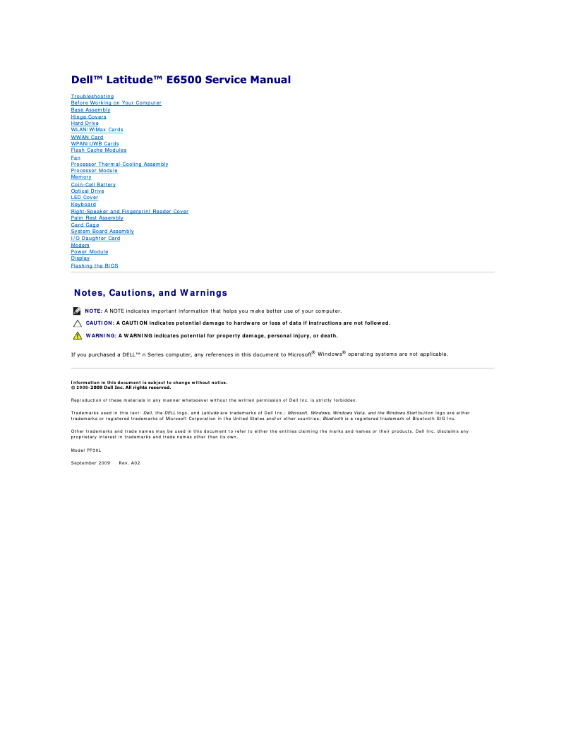 Image de la première page du manuel de l'appareil Latitude E6500