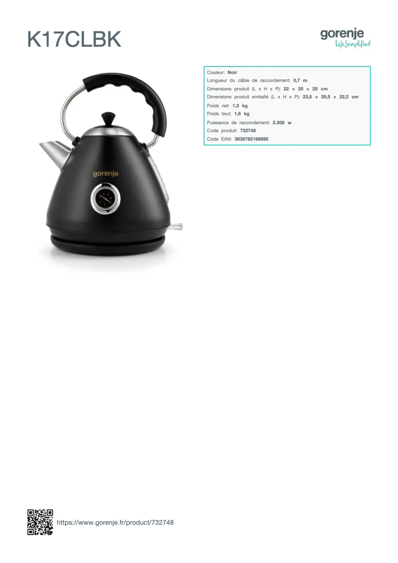 Image de la première page du manuel de l'appareil K17CLBK