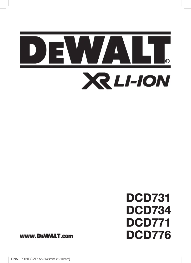 Page n°1 - Manuel utilisateur DeWalt DCD771