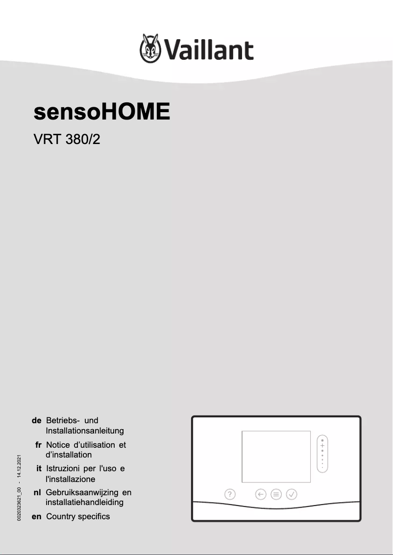 Image de la première page du manuel de l'appareil sensoHOME VRT 380