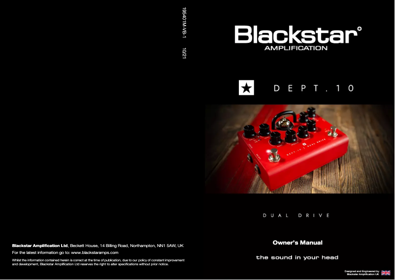 Page 1 de la notice Manuel utilisateur Blackstar Dept. 10 Dual Drive