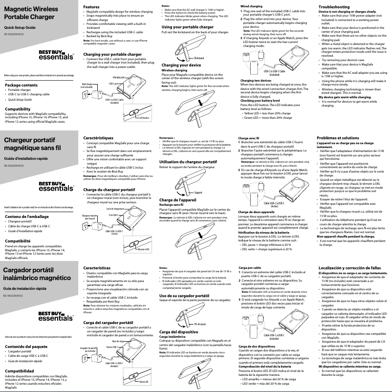 Image de la première page du manuel de l'appareil BE-MQ25KW23