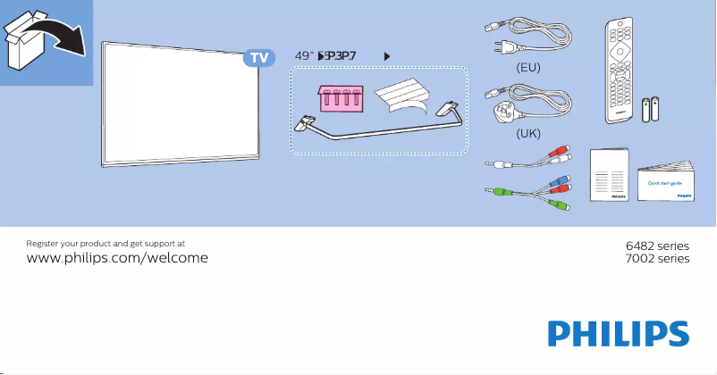 Page 1 de la notice Guide de démarrage rapide Philips 55PUS6482